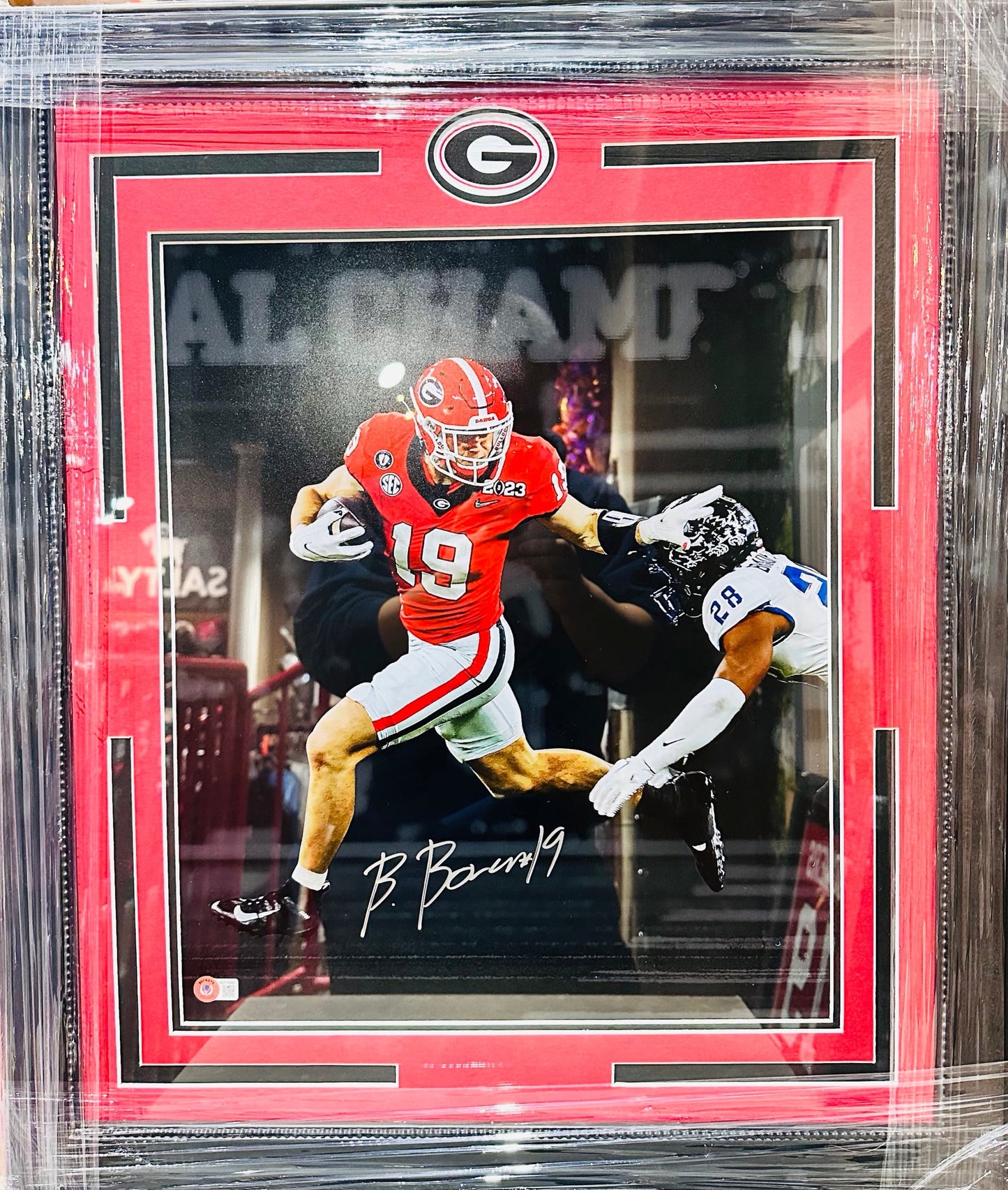 UGA Signed Brock Bowers Sports Showcase Print HM