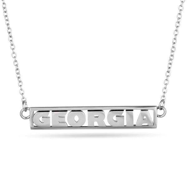 UGA Silver Bar "GEORGIA" Necklace