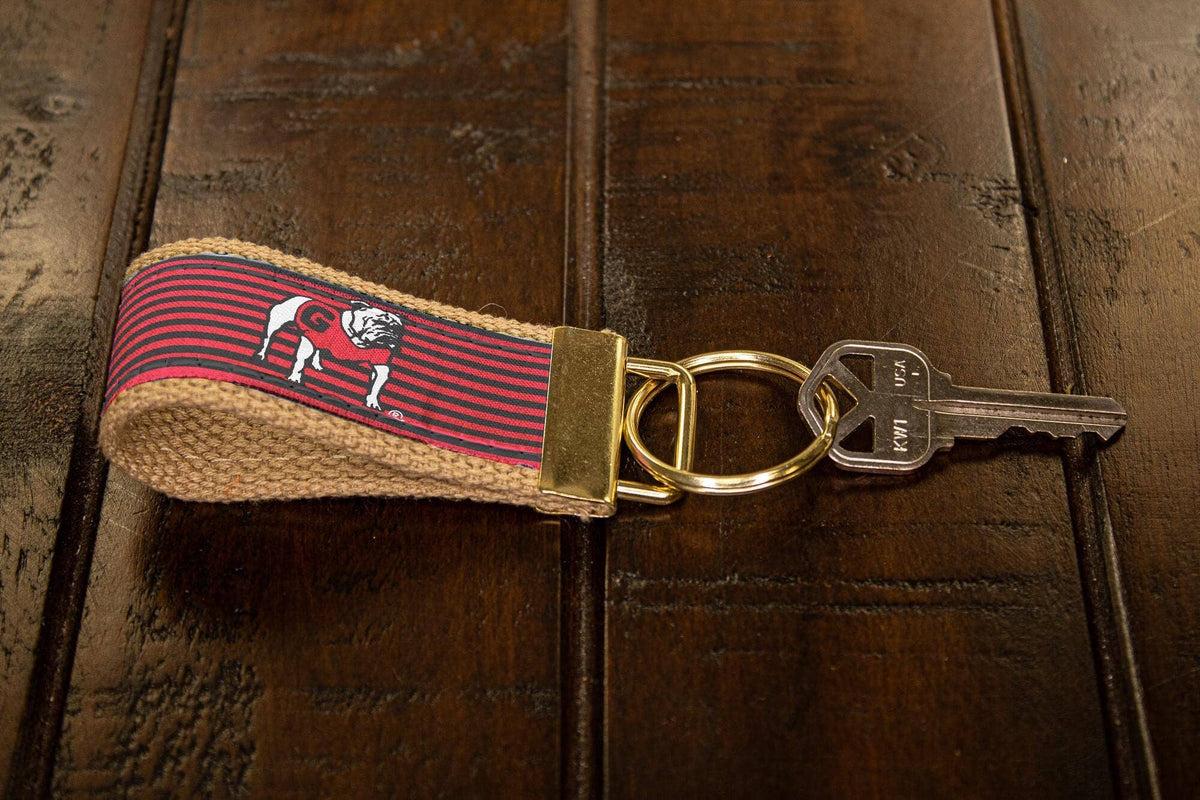 UGA Bulldogs Pinstripe Ribbon Keychain