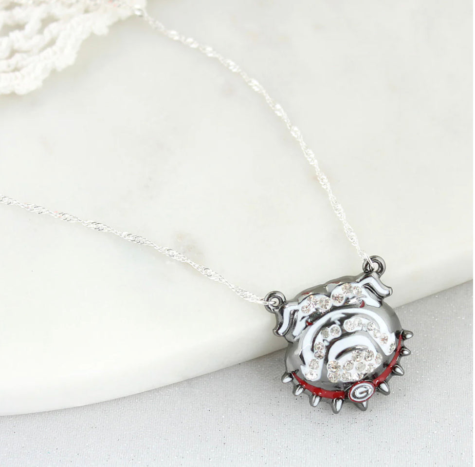 UGA Crystal New Dog Logo Necklace