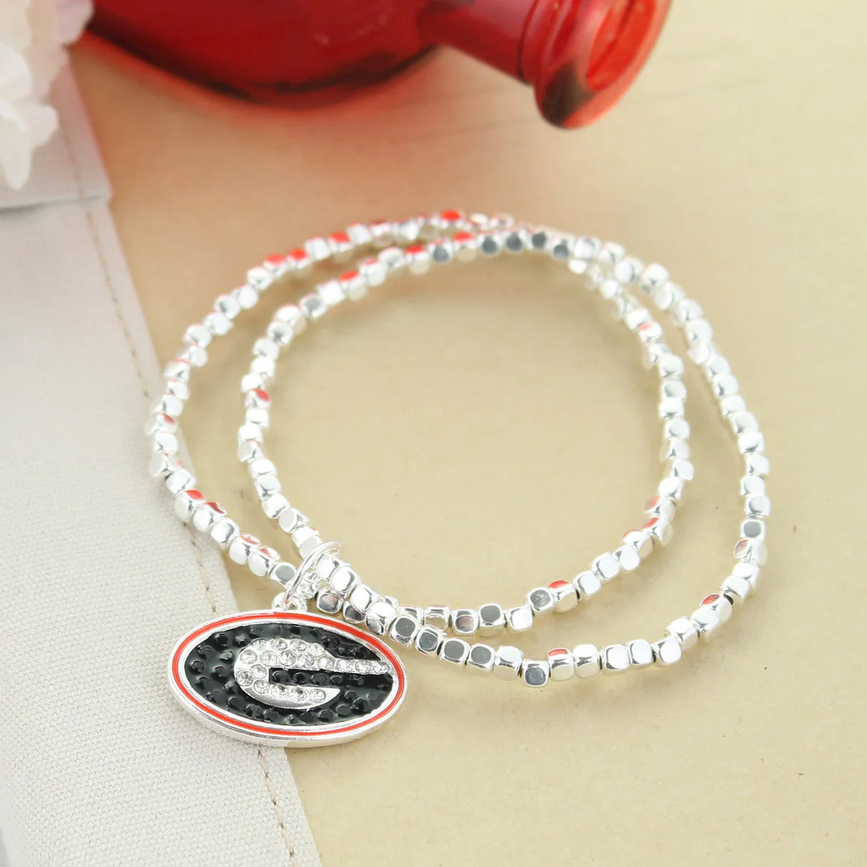 UGA Crystal G Logo Stretch Bracelet