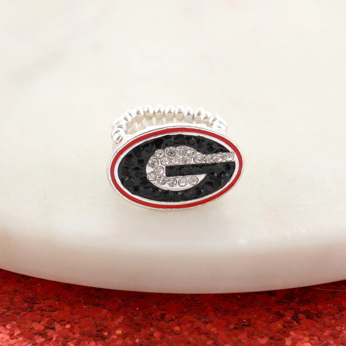 UGA Crystal Logo Super G Stretch Ring