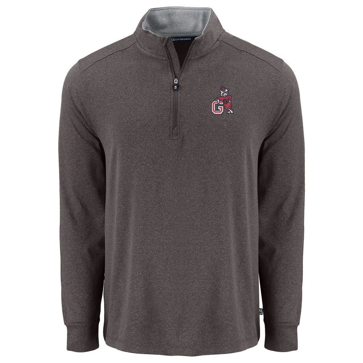 UGA Cutter & Buck Forge Four-Way Stretch Mens 1/4zip LEANING DOG POLO