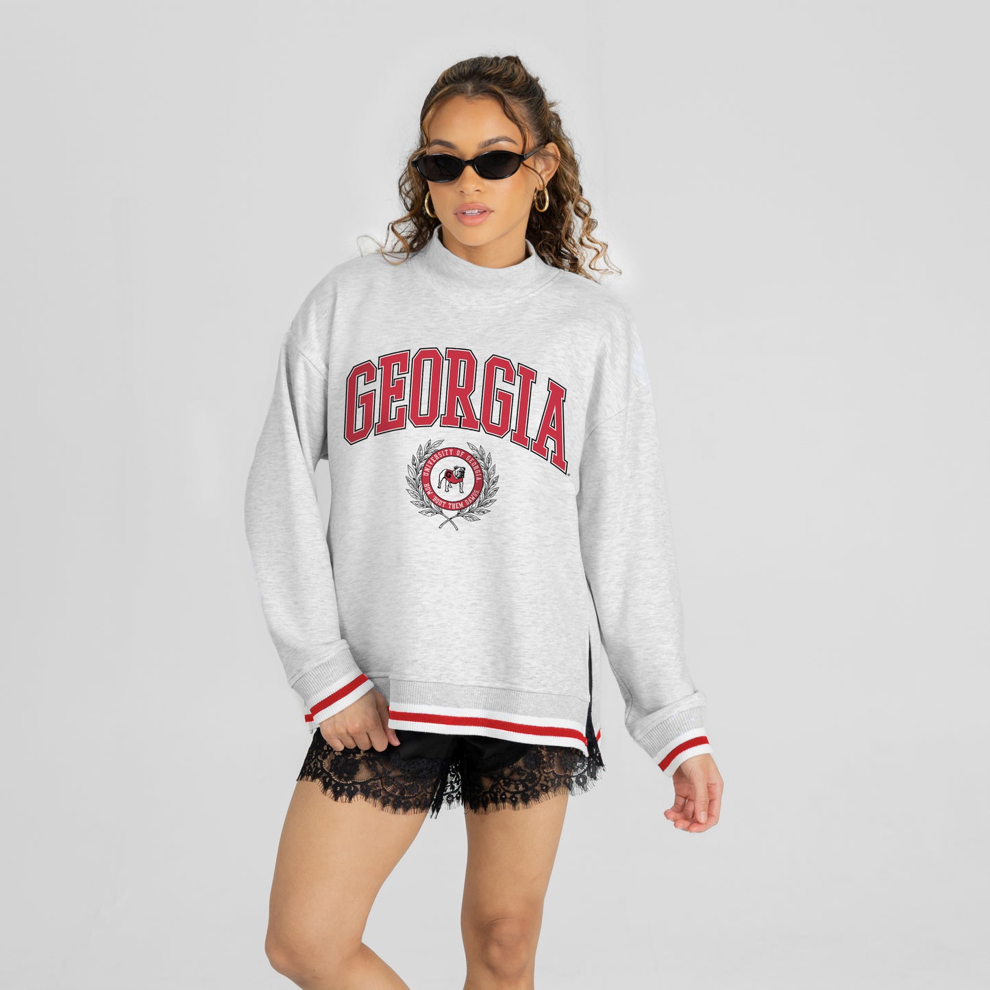 UGA Gameday Couture Ladies Side Slip Turtleneck Pullover
