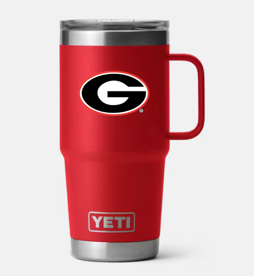 UGA Yeti 20oz Travel Mug with Handle