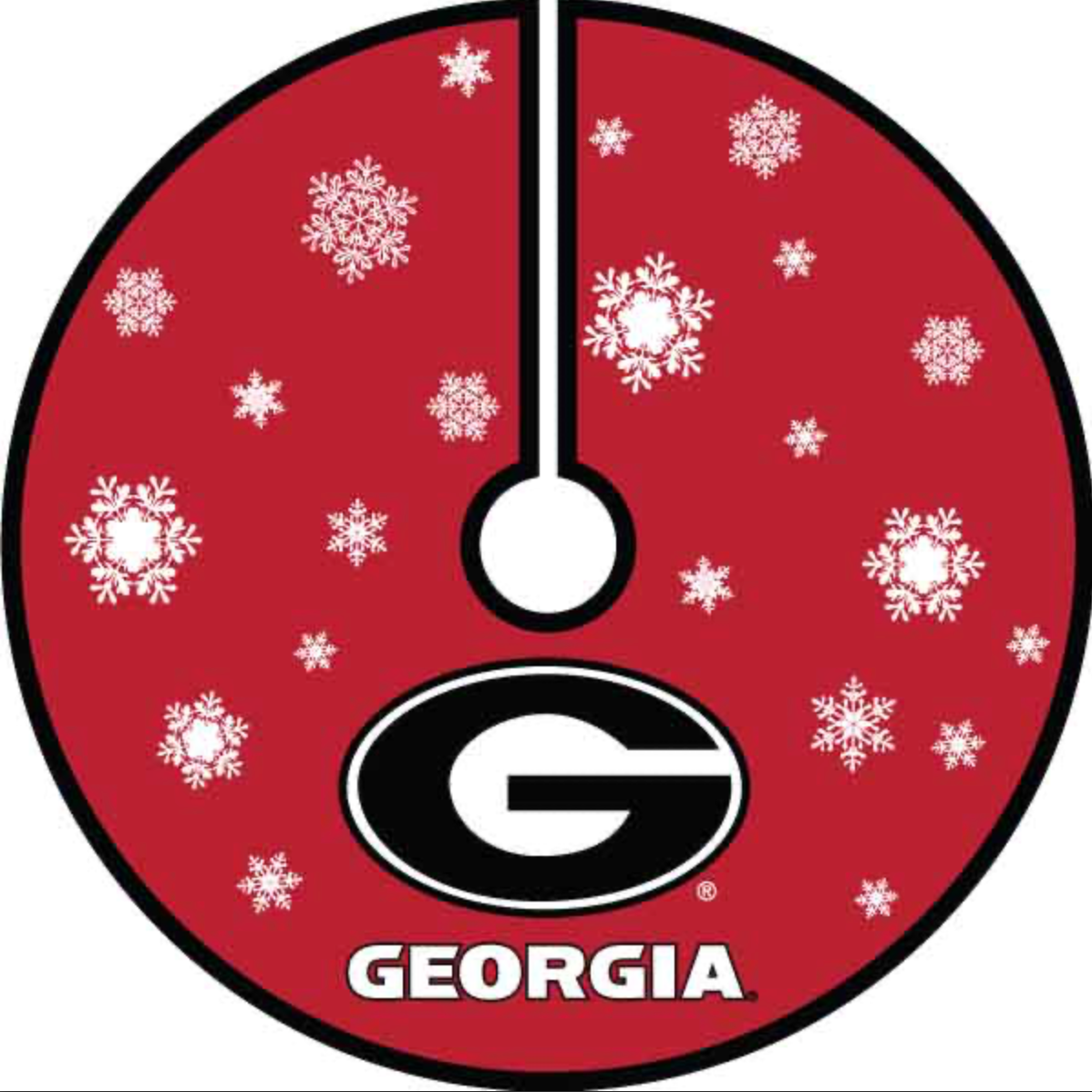 UGA Christmas Tree Skirt 56 inch Diameter printed with snowflake