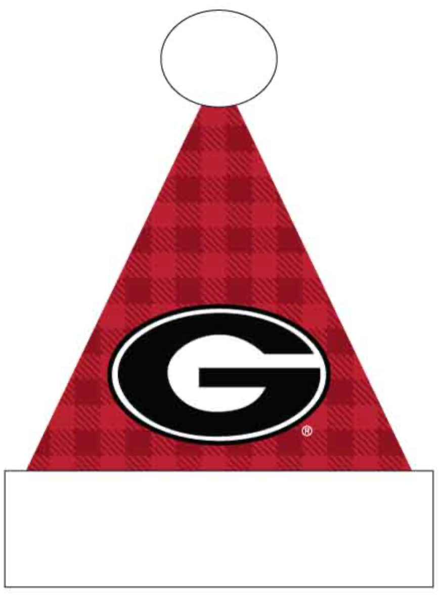 UGA Christmas 12" Red plaid Santa Hat