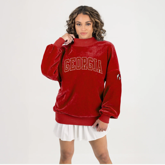 UGA Gameday Couture Make a move mock neck Chenille Pullover