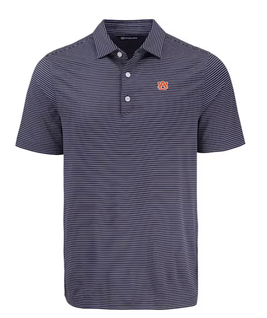 AUB Auburn Cutter & Buck Navy Fine Line Stripe Polo