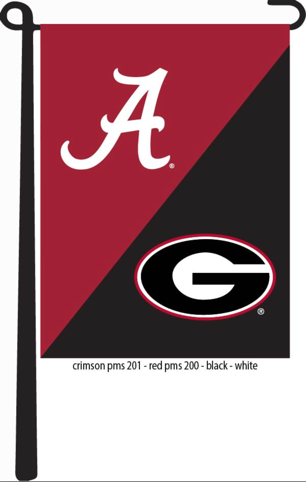 UGA & ALA House Divided Alabama A and Georgia G Garden Flag