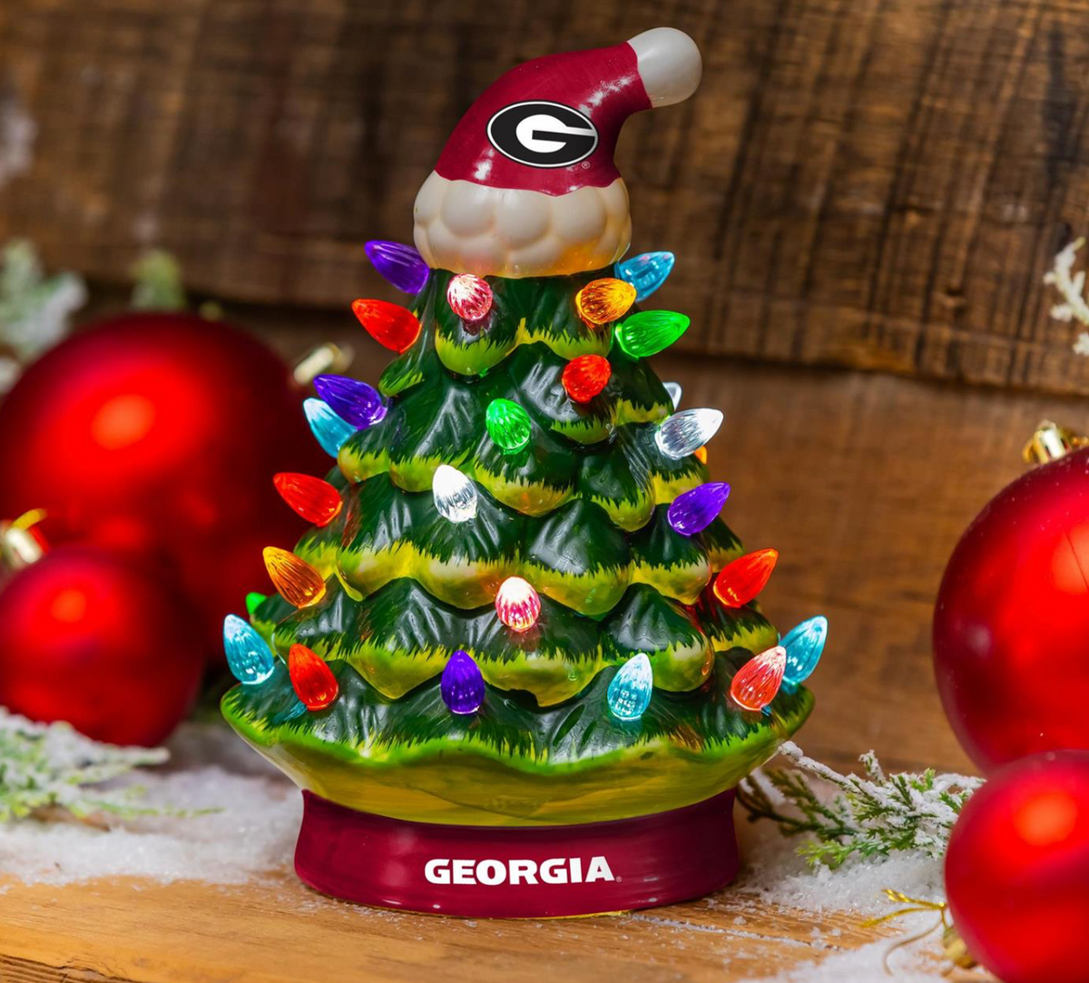 UGA Ceramic LED Christmas Tree 8"