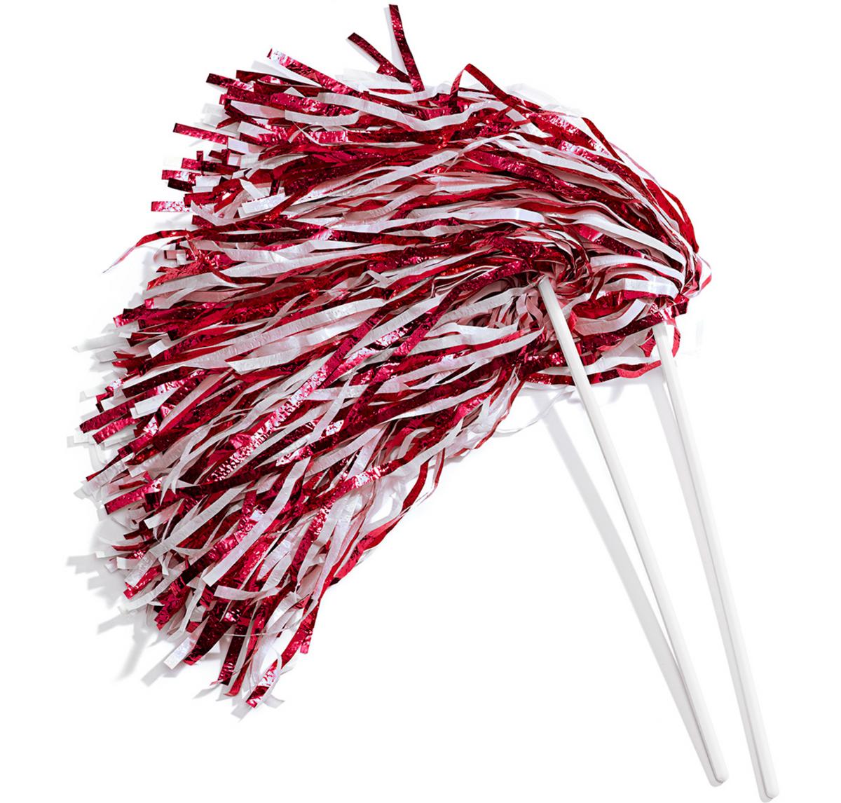 ALA Cheer Two Color Textured Metallic Poms / Maroon & White