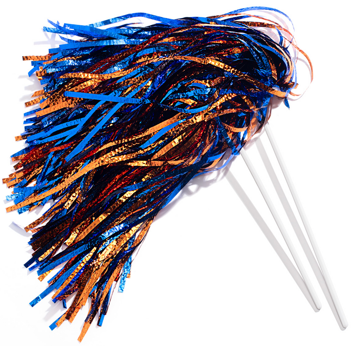 Two Color Textured Metallic Poms / Orange & Blue