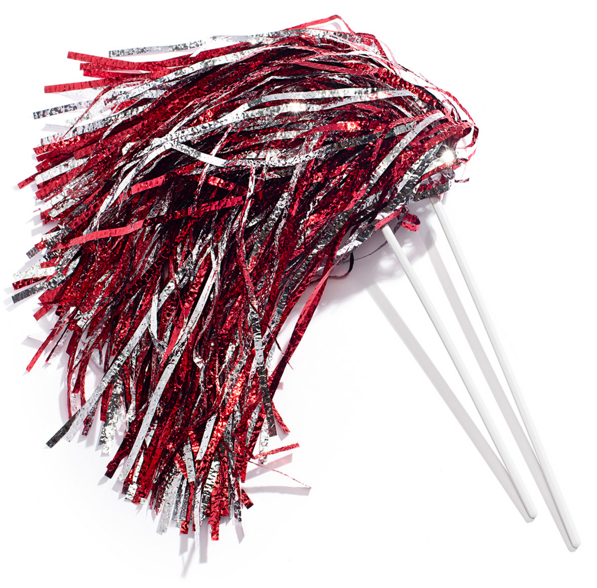 ALA Cheer Two Color Textured Metallic Poms / Maroon & Silver