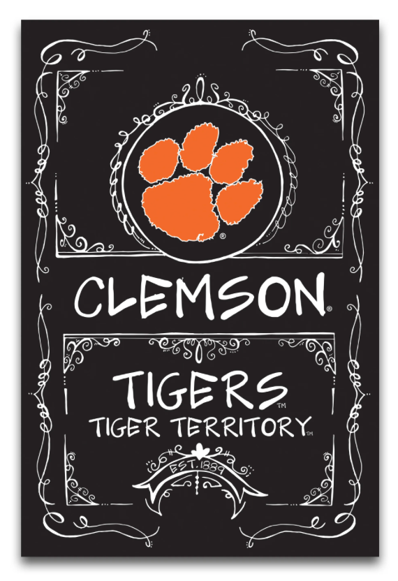 CLE Chalkboard Clemson Tigers Garden Flag
