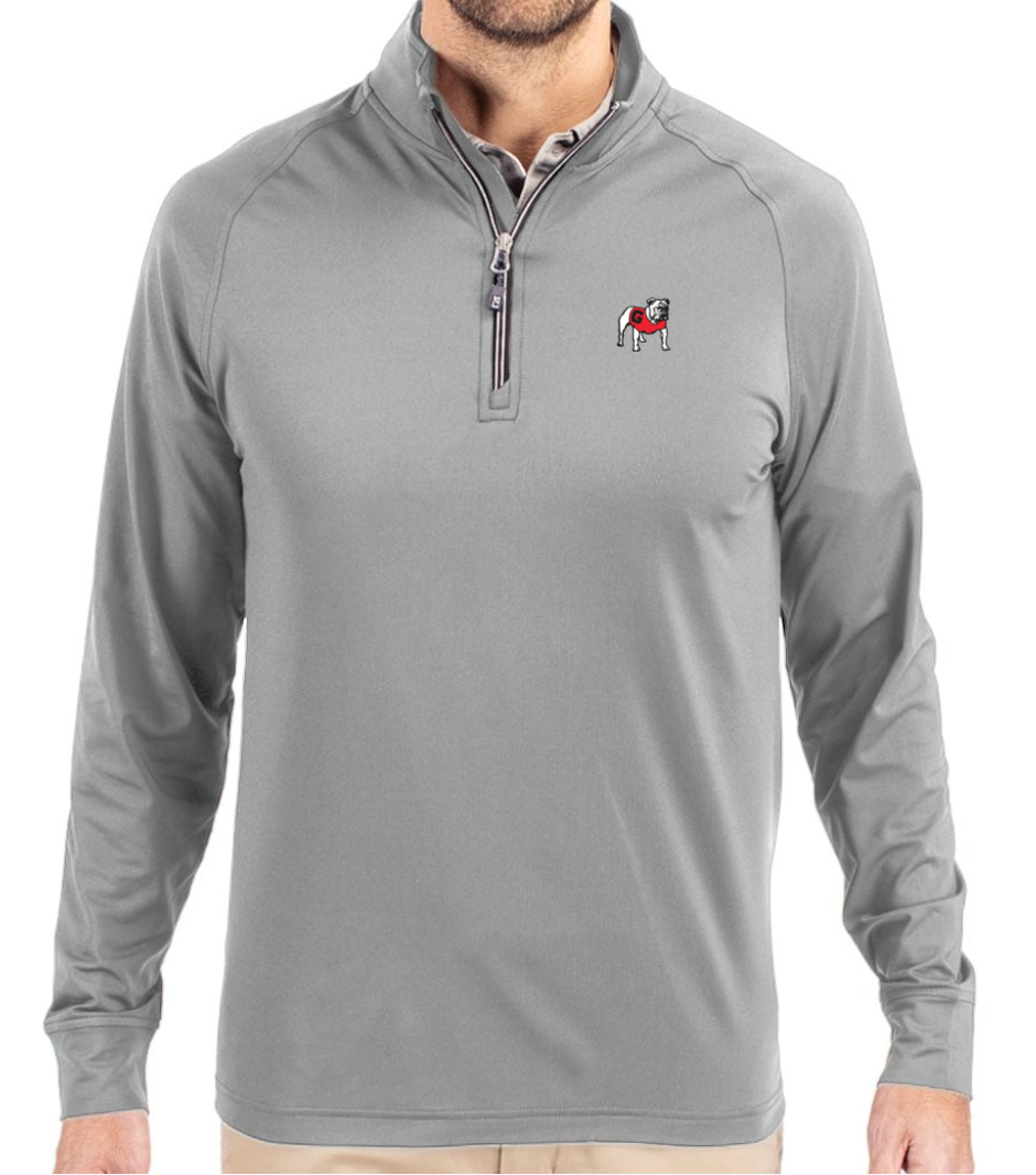UGA Cutter & Buck Soft Knit Stretch Mens 1/4 Zip Pullover