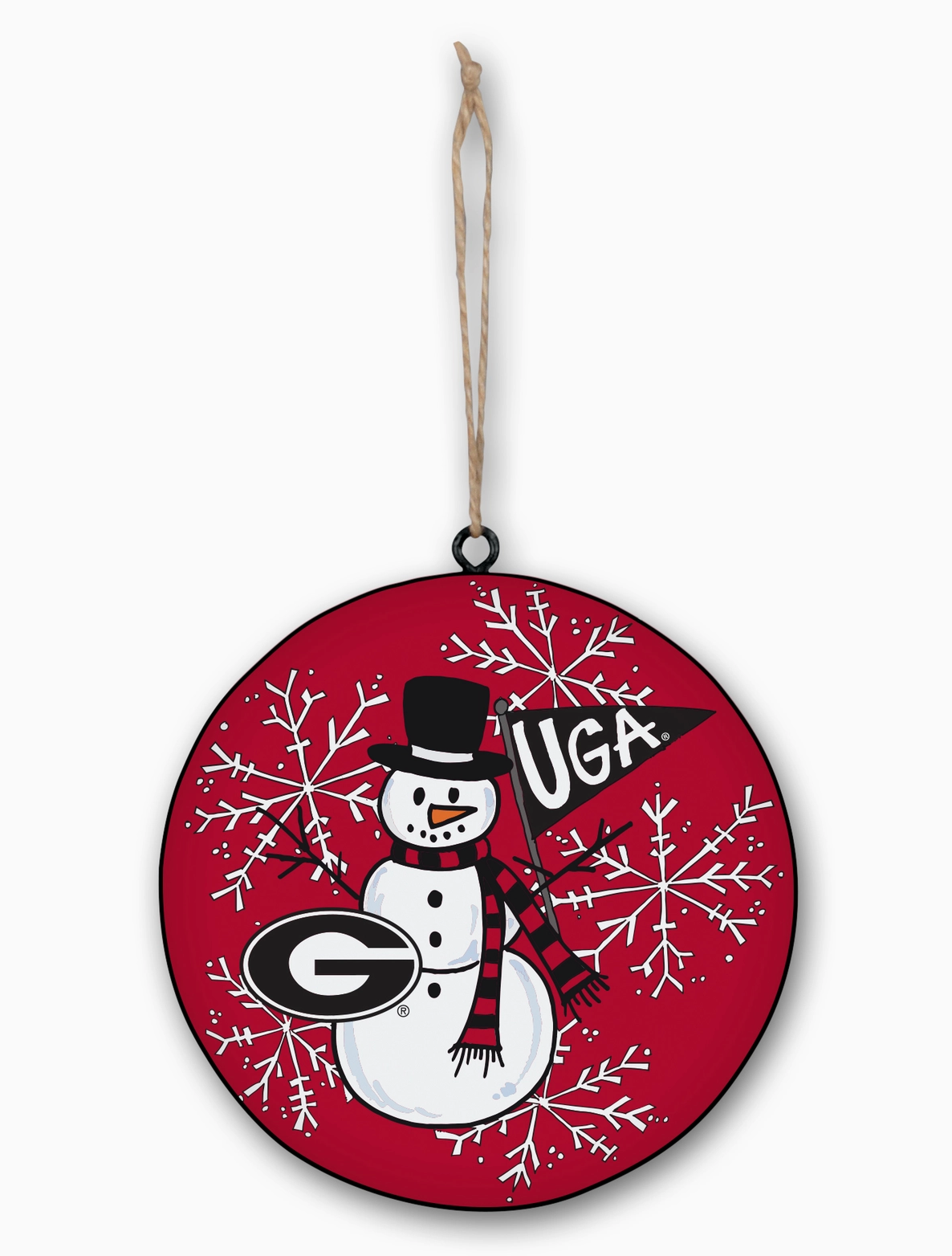 UGA Snowman Metal Ornaments Magnolia Lane