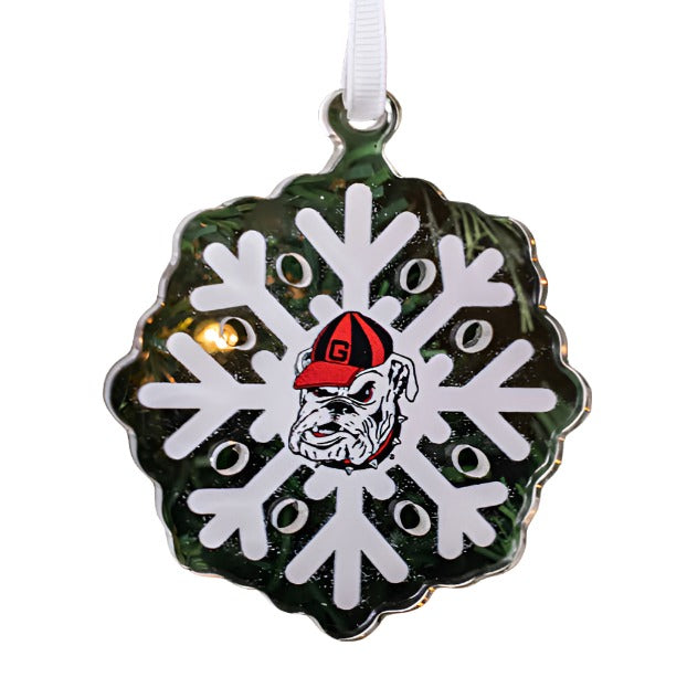 UGA Acrylic Snowflake Ornament and Bag Tag