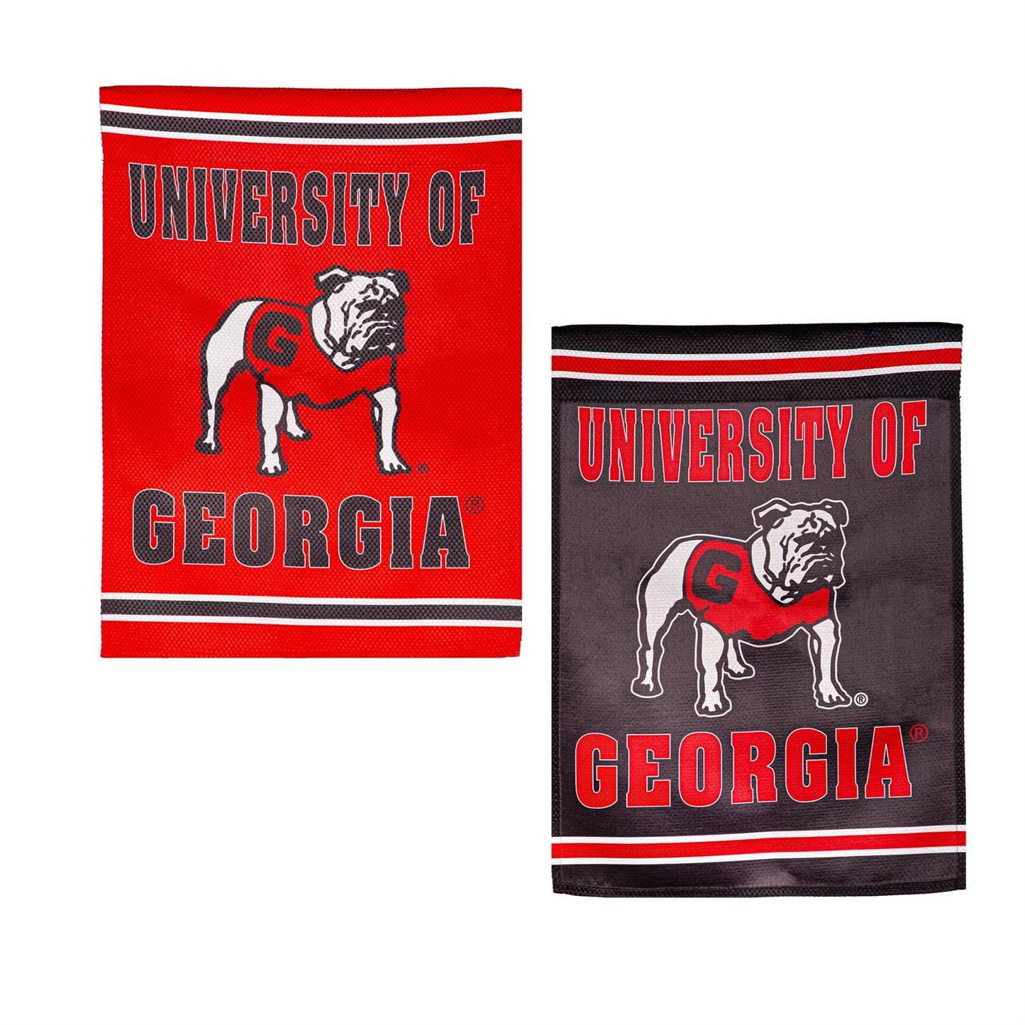 UGA Striped Alternating Garden Flag Standing Dog