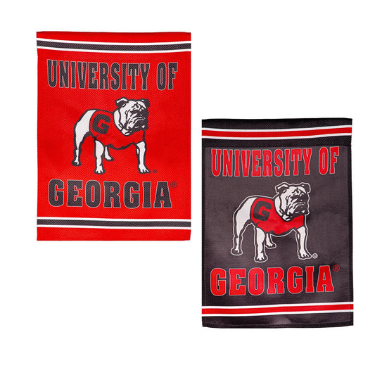 UGA Striped Alternating Garden Flag Standing Dog