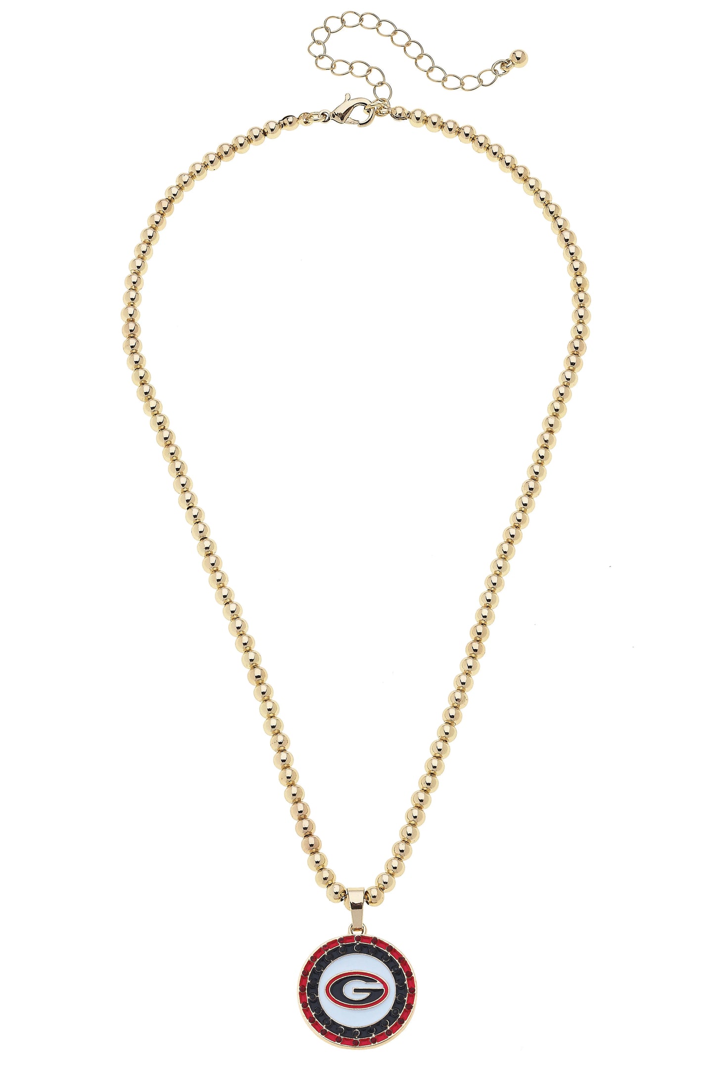 UGA Bulldogs Pave Disc Necklace in Shiny Gold