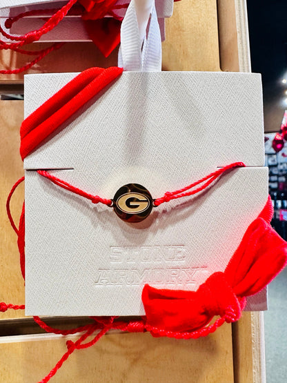UGA Gold G Logo Charm Adjustable Cord Bracelet