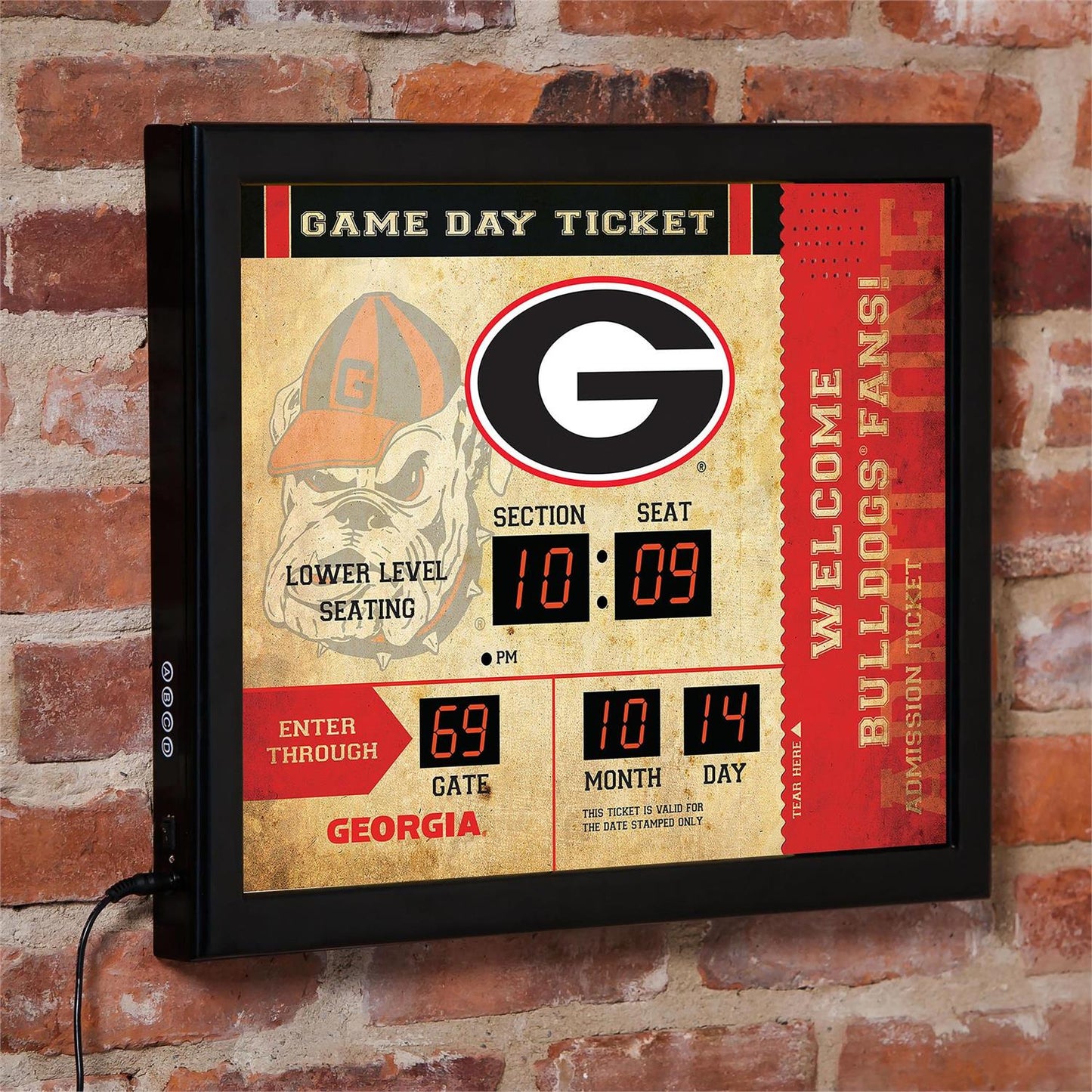 UGA Ticket Scoreboard Wall Clock