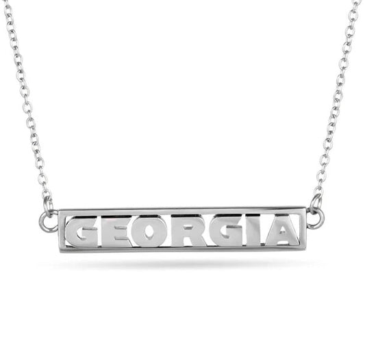 UGA Silver Bar "GEORGIA" Necklace