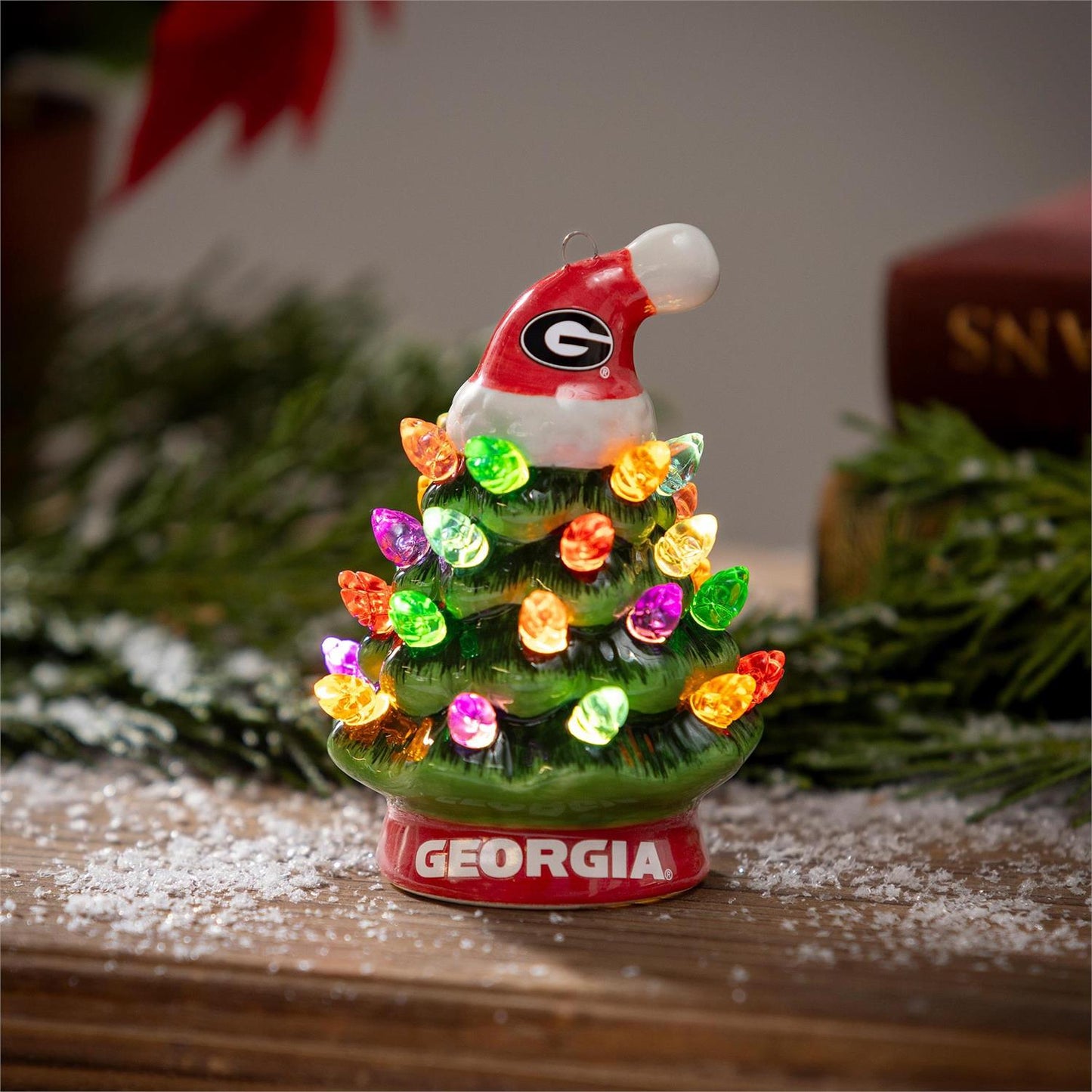 UGA 4" Ceramic LED Christmas Tree Ornament