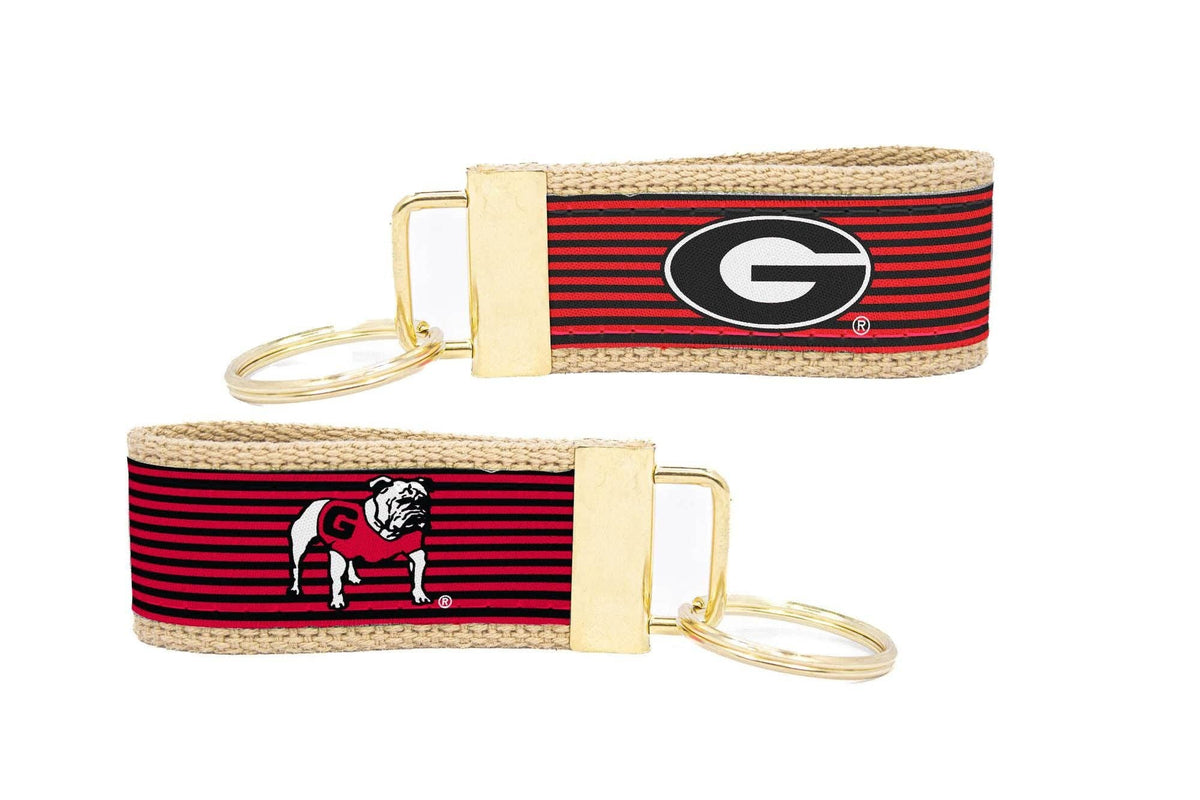 UGA Bulldogs Pinstripe Ribbon Keychain