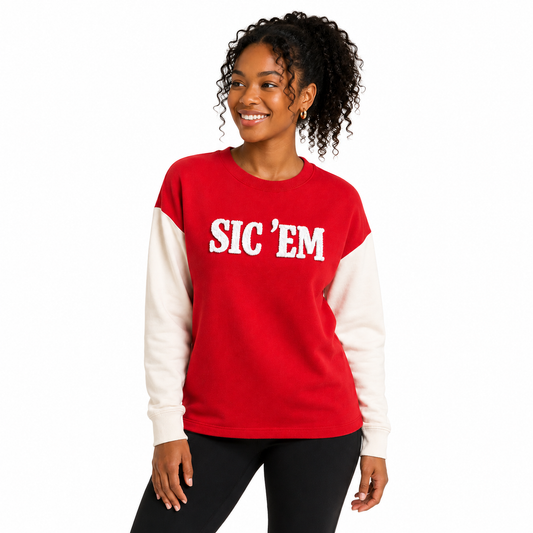 UGA Ladies Varsity Sweatshirt Chenille Sic'em Logo