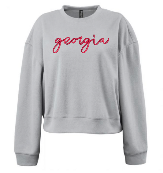 UGA Women's Crop "GEORGIA" Script Sweatshirt