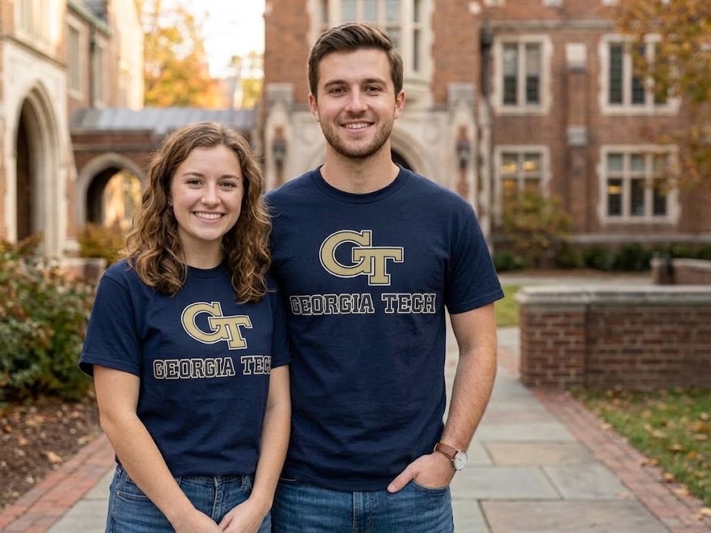 GA Tech Arch with GT Logo Navy T-Shirt Unisex