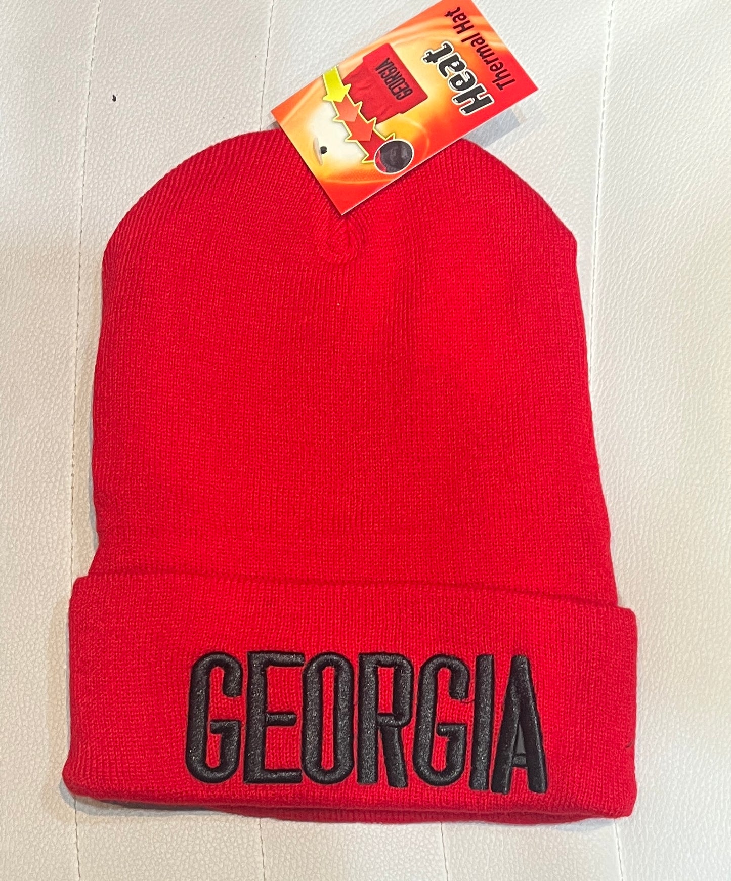 UGA Red Knit Cuff Beanie Georgia Block