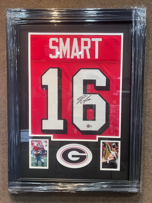 UGA Signed Kirby Smart Framed Jersey