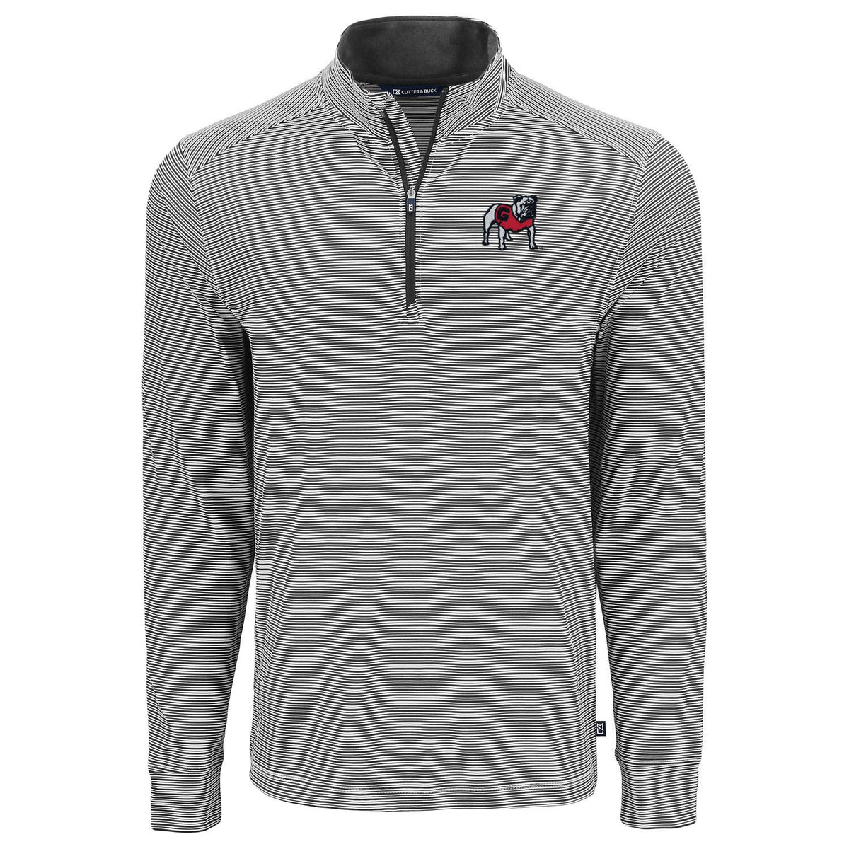 UGA Cutter & Buck  Mens 1/4zip Pullover Double Stripe Four-Way Stretch 26'