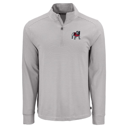 UGA Cutter & Buck  Mens 1/4zip Pullover Double Stripe Four-Way Stretch 26'