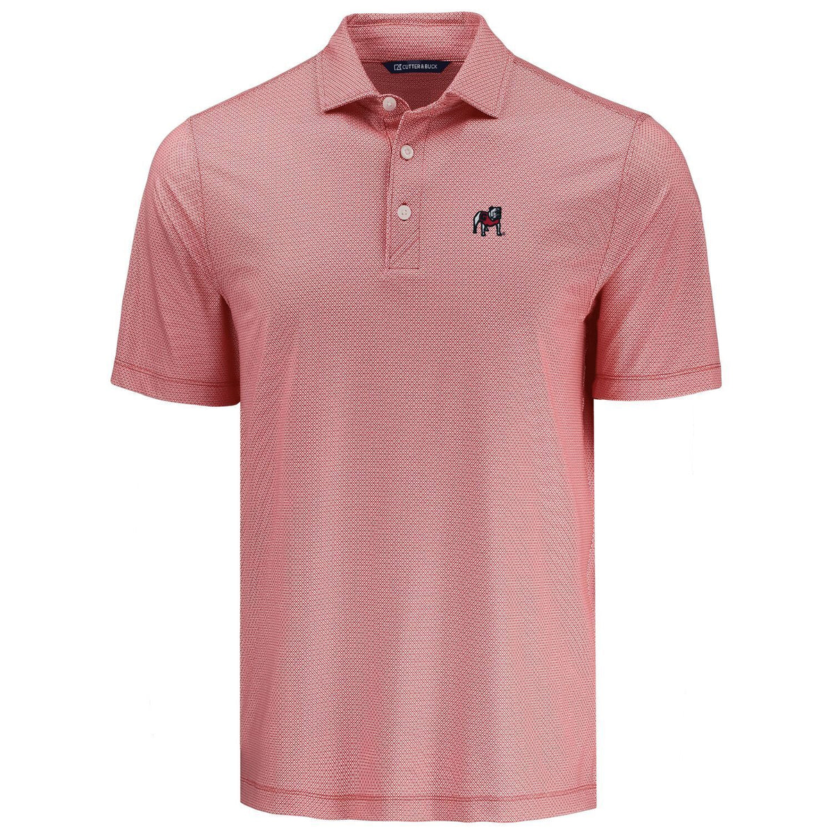 UGA Cutter & Buck Mens Polo Pike Recycled Lattice Print 26'