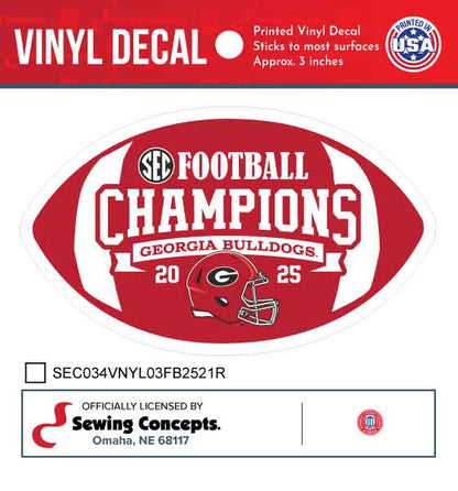 UGA 2025 SEC Champs Decal