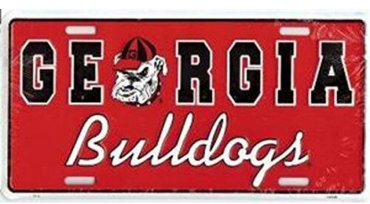 UGA Retro Georgia Bulldogs Metal License Plate