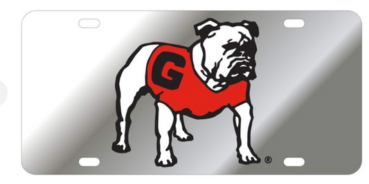 UGA Mirrored Standing Dog License Plate