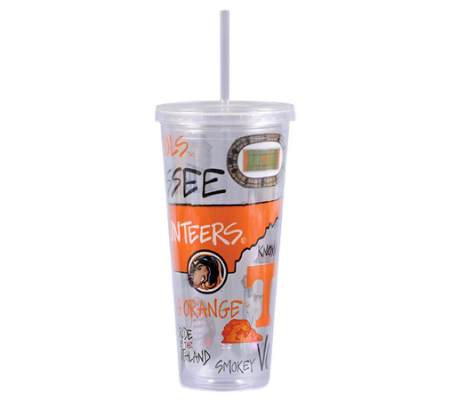 UTN Vols Clear Acrylic Tumbler w/ Straw