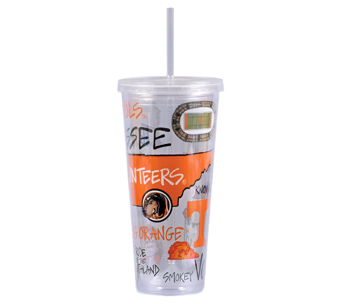 UT Clear Tumbler w/ Straw