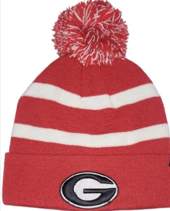 UGA Knit Cuff Beanie w Pom