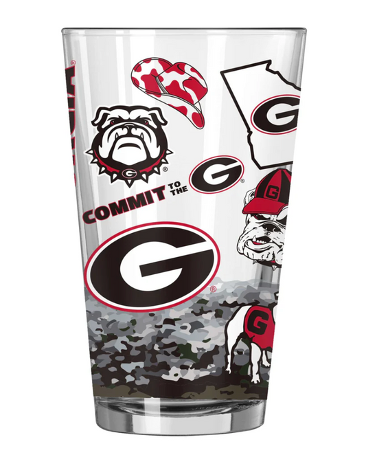 UGA 16oz Quilted Pint Glass