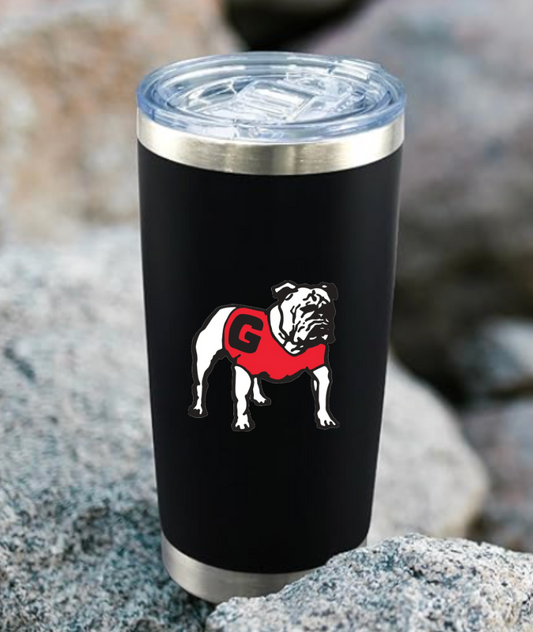 UGA Black Stainless Tumbler Standing Dog Logo