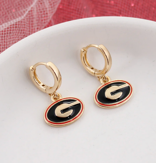 UGA Gold Huggie Hoop Super G Earrings