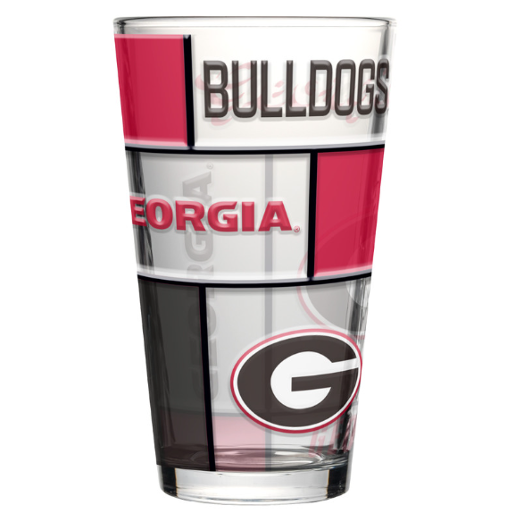 UGA 16oz Quilted Stained Pint Glass