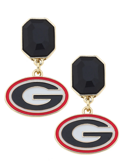 UGA Rhinestone Enamel Logo Earrings