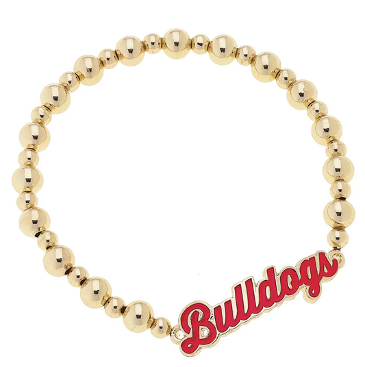 UGA Autograph Enamel Stretch Bracelet in Shiny Gold